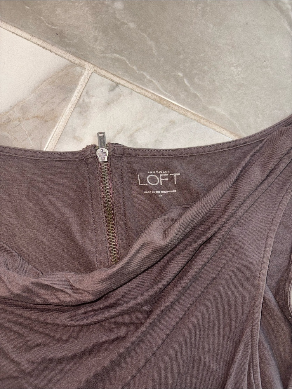 LOFT Brown Draped Cowl Neck Top - Picture 2 of 3